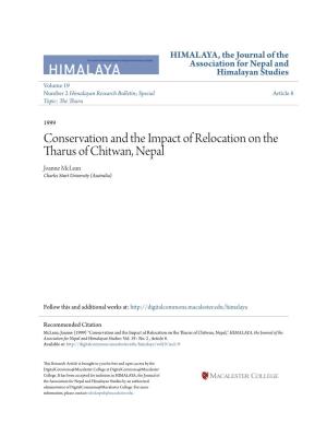 Conservation and the Impact of Relocation on the Tharus of Chitwan, Nepal Joanne Mclean Charles Sturt University (Australia)