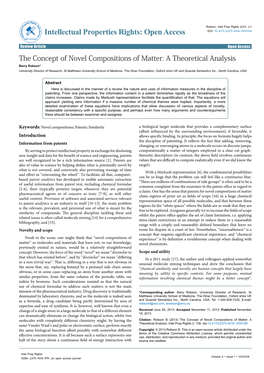 The Concept of Novel Compositions of Matter: a Theoretical Analysis