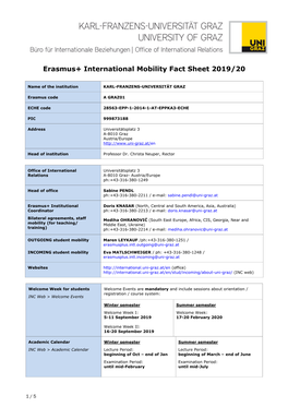 Erasmus+ International Mobility Fact Sheet 2019/20
