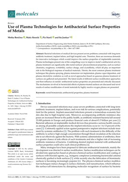 Use of Plasma Technologies for Antibacterial Surface Properties of Metals