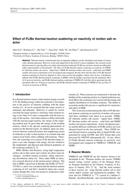 Effect of Flibe Thermal Neutron Scattering on Reactivity of Molten Salt Re- Actor