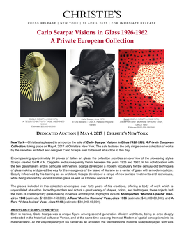 Carlo Scarpa: Visions in Glass 1926-1962 a Private European Collection