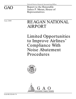 GAO REAGAN NATIONAL AIRPORT Limited Opportunities to Improve