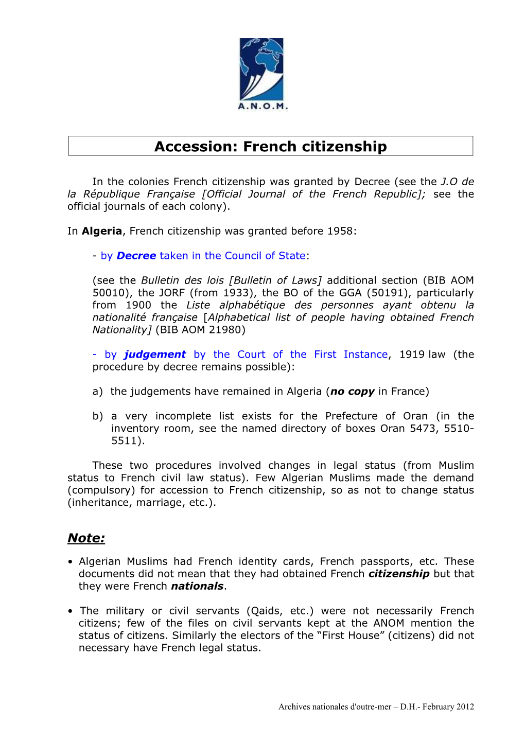 Accession: French Citizenship