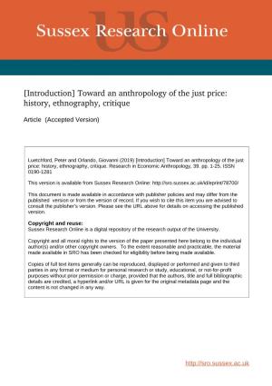[Introduction] Toward an Anthropology of the Just Price: History, Ethnography, Critique