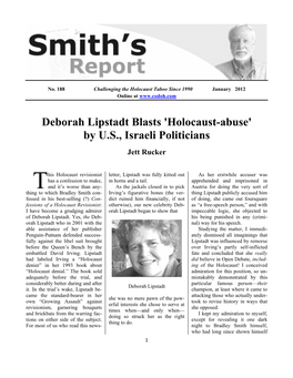 Deborah Lipstadt Blasts 'Holocaust-Abuse' by U.S., Israeli Politicians