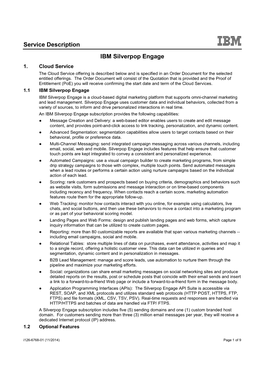 Service Description IBM Silverpop Engage 1