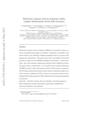 Relativistic Runaway Electron Avalanches Within Complex Thunderstorm Electric ﬁeld Structures