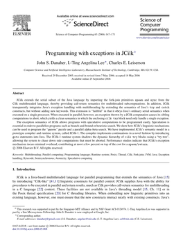 Programming with Exceptions in Jcilk$