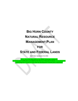 Big Horn County Natural Resource Management Plan for State and Federal Lands