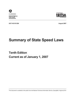 Summary of State Speed Laws