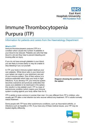 Immune Thrombocytopenia Purpura (ITP)