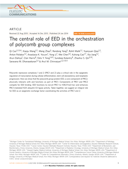 The Central Role of EED in the Orchestration of Polycomb Group Complexes
