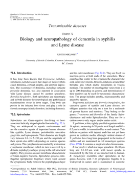 Biology and Neuropathology of Dementia in Syphilis and Lyme Disease