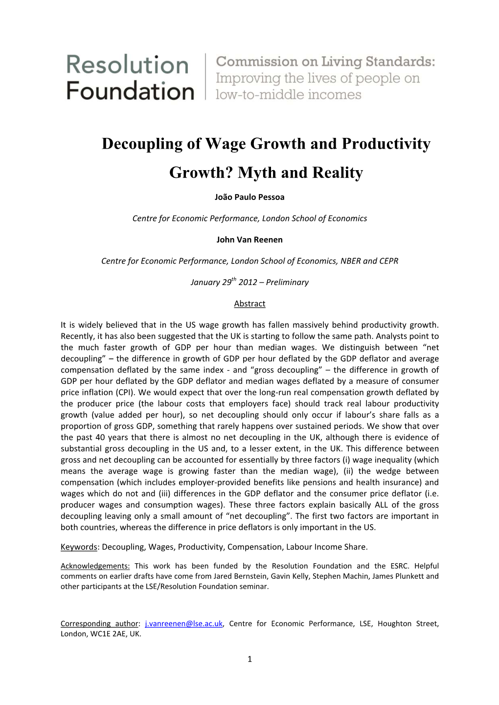 Decoupling of Wage Growth and Productivity Growth? Myth and Reality