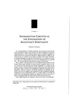 Sacramentum Caritatis As the Foundation of Augustine's Spirituality