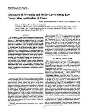 Evaluation of Polyamine and Proline Levels During