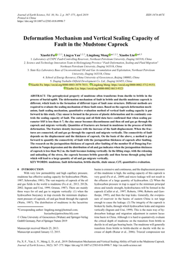 Deformation Mechanism and Vertical Sealing Capacity of Fault in the Mudstone Caprock
