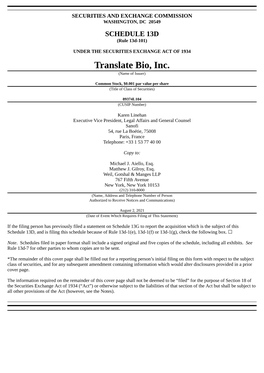 Translate Bio, Inc. (Name of Issuer)