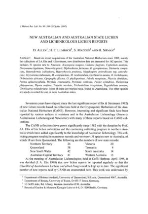 New Australian and Australian State Lichen and Lichenicolous Lichen Reports