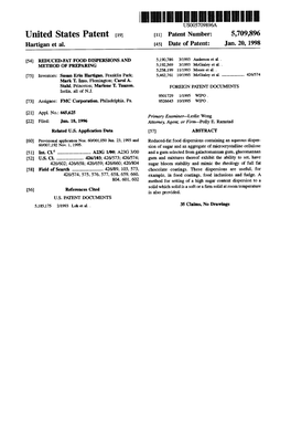 United States Patent (19) 11) Patent Number: 5,709,896 Hartigan Et Al