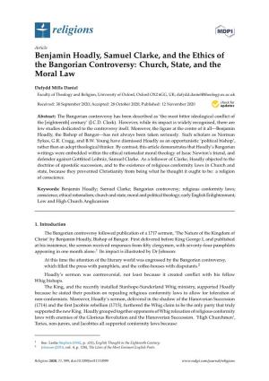 Benjamin Hoadly, Samuel Clarke, and the Ethics of the Bangorian Controversy: Church, State, and the Moral Law