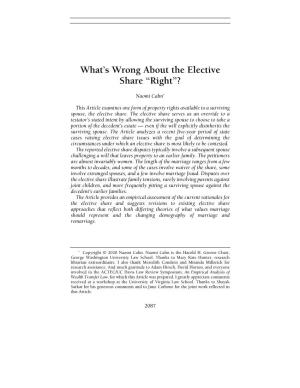 What's Wrong About the Elective Share