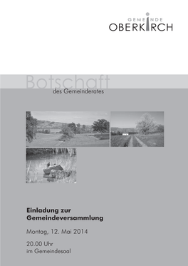 Des Gemeinderates Einladung Zur Gemeindeversammlung Montag, 12