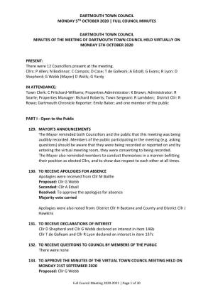 5Th October 2020 | Full Council Minutes