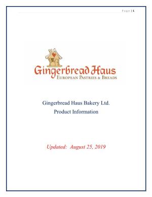 Gingerbread Haus Bakery Ltd. Product Information Updated