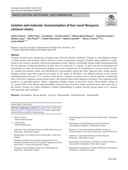 Isolation and Molecular Characterization of Four Novel Neospora Caninum Strains