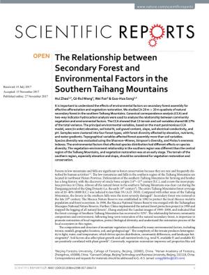 The Relationship Between Secondary Forest and Environmental Factors