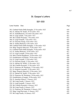 St. Gaspar's Letters 501-550