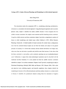 A Study of Korean Phonology and Morphology in a Derivational Approach