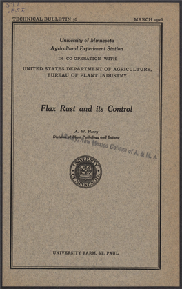 Flax Rust and Its Control