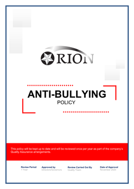 Anti Bullying Policy V1: 2020