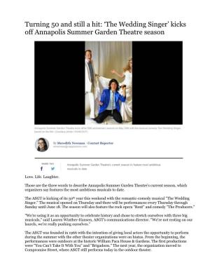 The Wedding Singer’ Kicks Off Annapolis Summer Garden Theatre Season