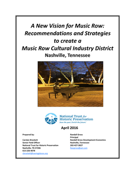 Recommendations and Strategies to Create a Music Row Cultural Industry District Nashville, Tennessee