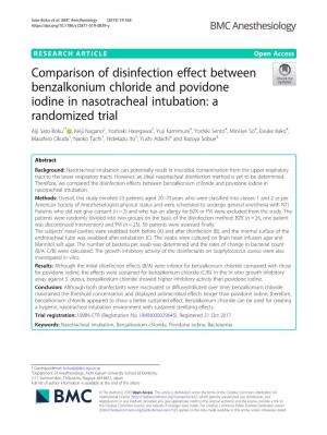 Comparison of Disinfection Effect Between Benzalkonium Chloride and Povidone Iodine in Nasotracheal Intubation