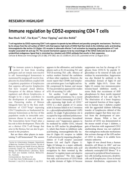 Immune Regulation by CD52-Expressing CD4 T Cells