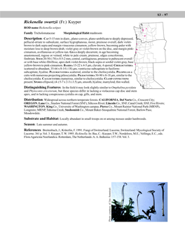 Rickenella Swartzii (Fr.) Kuyper ROD Name Rickenella Setipes Family Tricholomataceae Morphological Habit Mushroom