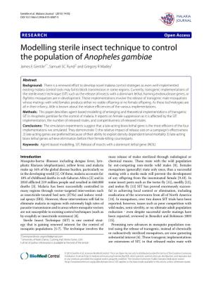 Modelling Sterile Insect Technique to Control the Population of Anopheles Gambiae James E Gentile1*, Samuel SC Rund2 and Gregory R Madey1