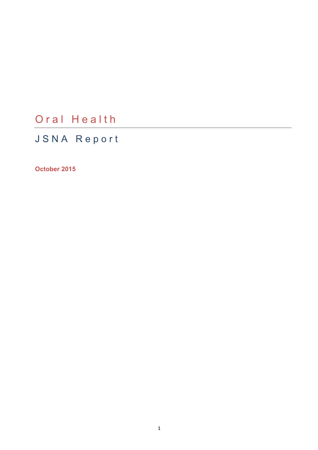 Oral Health JSNA Report
