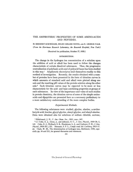 The Amphoteric Properties of Some Amino-Acids and Peptides