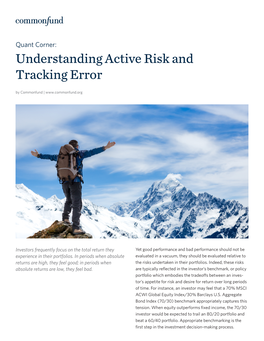 Understanding Active Risk and Tracking Error by Commonfund |