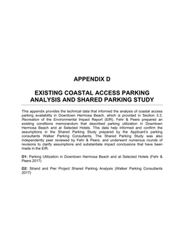 Appendix D Existing Coastal Access Parking Analysis