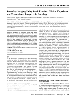 Same-Day Imaging Using Small Proteins: Clinical Experience and Translational Prospects in Oncology