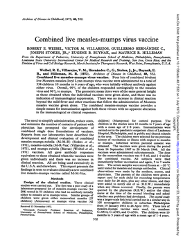 Combined Live Measles-Mumps Virus Vaccine ROBERT E