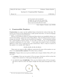 Constructible Numbers Weeks 7-8 UCSB 2014