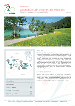 CARINTHIAN LAKE LOOP: SPORTIVE OR E-BIKE CYCLING TOUR Past a Varied Landscape to the Most Beautiful Lakes Page 1 of 4
